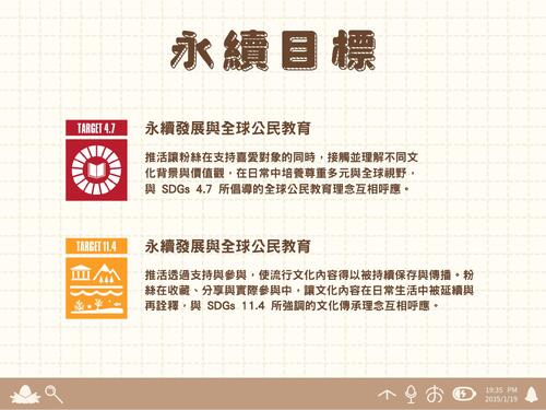 SDGS 4.7 永續發展與全球公民教育
SDGS 11.4 保護世界文化與自然遺產