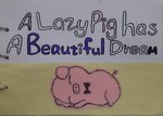 A lazy pig has a bea