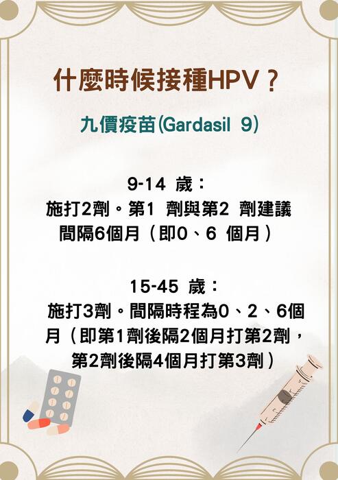 人類乳突病毒疫苗接種及篩檢新版